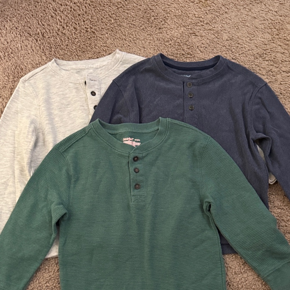 Cat & Jack Long Sleeve Henley Shirt Set - Green, Navy, Gray